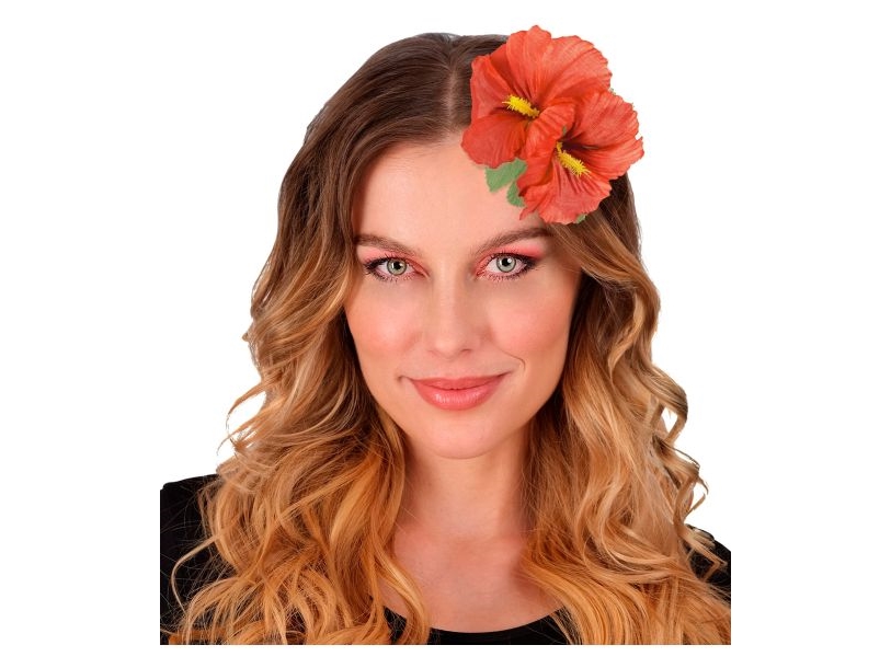 Rote Hawaii-Blume Mit Haarspange