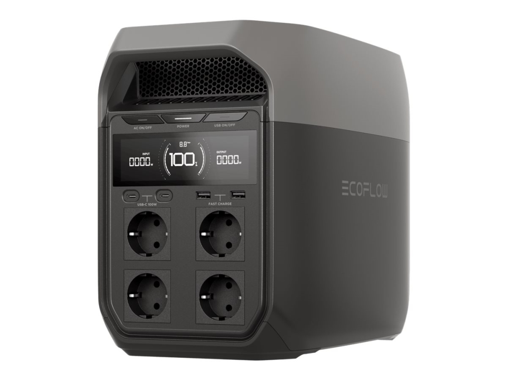 EcoFlow Delta 3 - Bärbar kraftstation - 3600 Watt - litium järn fosfat - 1024 Wh - Bluetooth, Wi-Fi - utgångskontakter: 11 - Europa - silver, grå | Huset - Solpaneler & batterier - Kraftverk | GameStuff