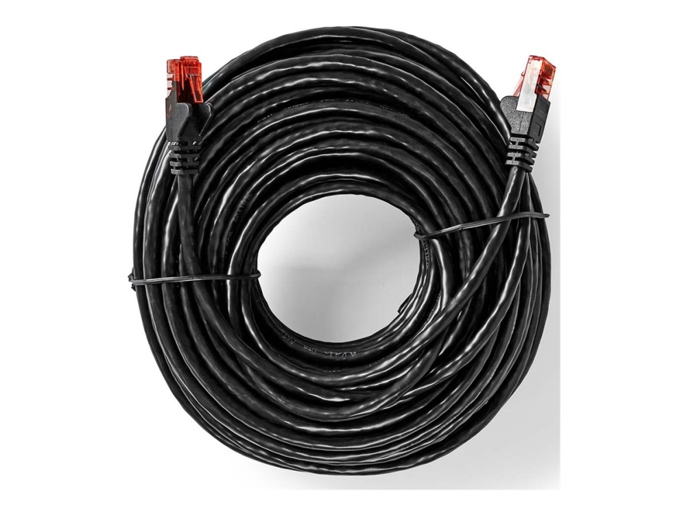 Nedis - Koblingskabel - RJ-45 (hann) til RJ-45 (hann) - 30 m - 5.5 mm - UTP - CAT 6 - formstøpt, utendørs, rund, uten hindringer - svart