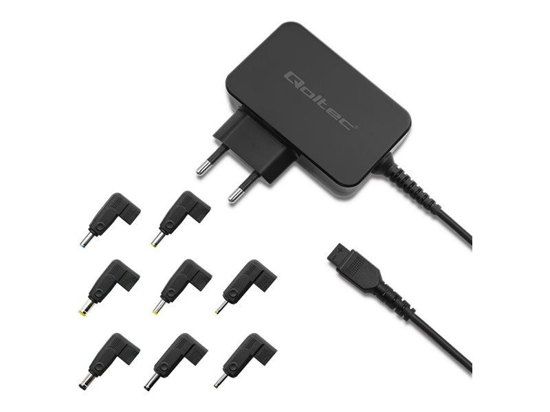 Qoltec Universal - Strømforsyningsadapter - Automatic, Multi-Plug, 8 Plugs - Ac 220-240 V - 30 Watt - Sort