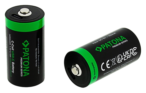 Patona Lr14, Wiederaufladbare Batterie, Lr14, Lithium, 2 Stück, 550 Mah, Schwarz