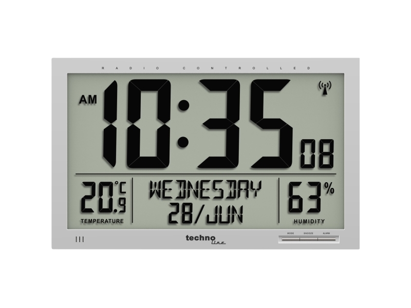 Technoline WS8013, Væg, Radiostyret ur, Rektandel, LCD, Batteri, AA Mignon LR06