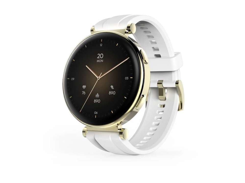 Hama 7000 - 43 mm - gold zinc alloy - smart klocka med rem - silikon - vit - display 1.32 - Bluetooth - 46 g