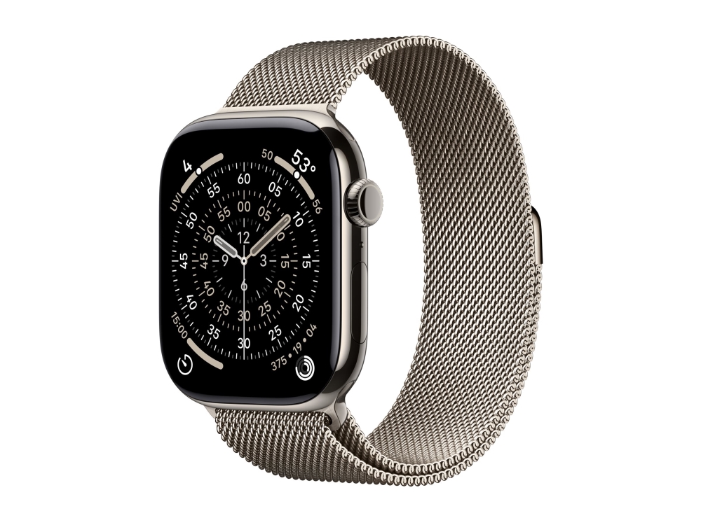 Apple Watch Series 11 Gps + Cellular 46Mm Natural Titanium Case With Natural Milanese Loop - M/L, Oled, Touchscreen, 64 Gb, Wi-Fi, Gps (Satellite), 4