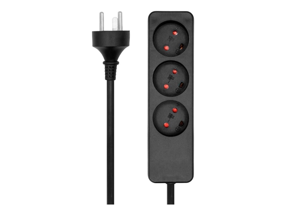 Microconnect Mc-Edbgru0305b, 5 M, Typ K, Typ K, Schwarz, 3 Ac-Ausgänge, 230 V