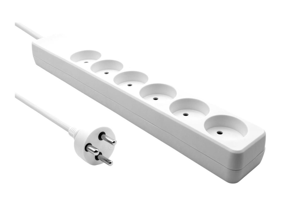 Microconnect - Stikdåse - Input: Type K - Output-Stikforbindelser: 6 (Type K) - 15 M Ledning - Danmark - Hvid