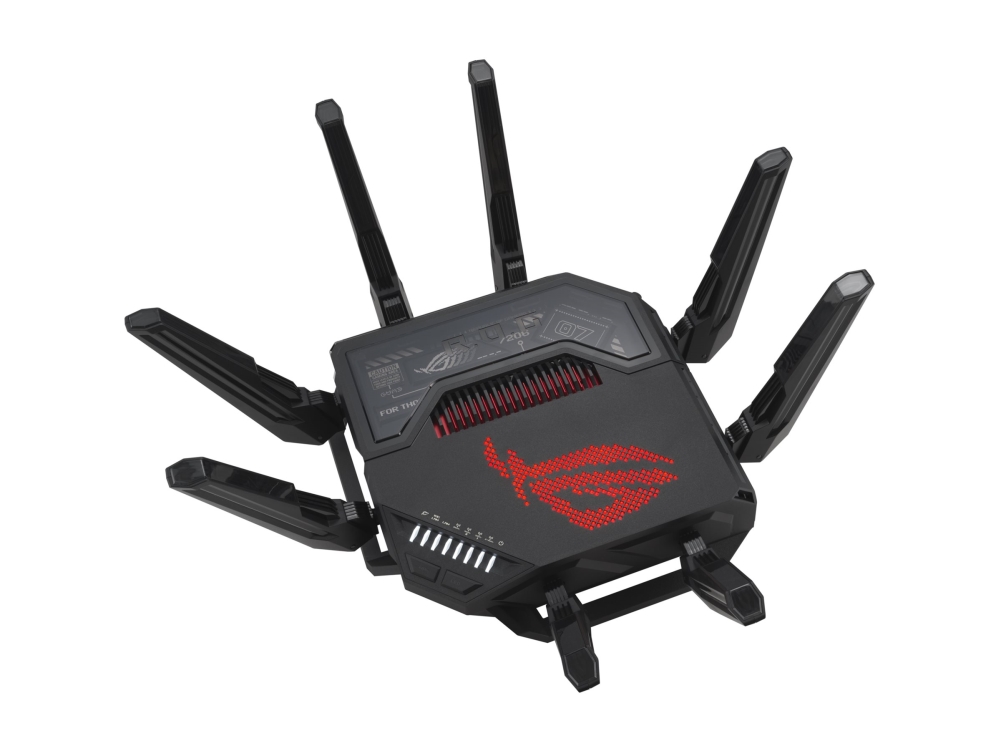 ASUS ROG Rapture GT-BE98 - Trådlös router 6-portars switch - 10GbE, 5GbE, 2.5GbE, 802.11be - WAN-portar: 2 Quad-band | Datortillbehör - Nätverk - Trådlösa routrar och AP | GameStuff