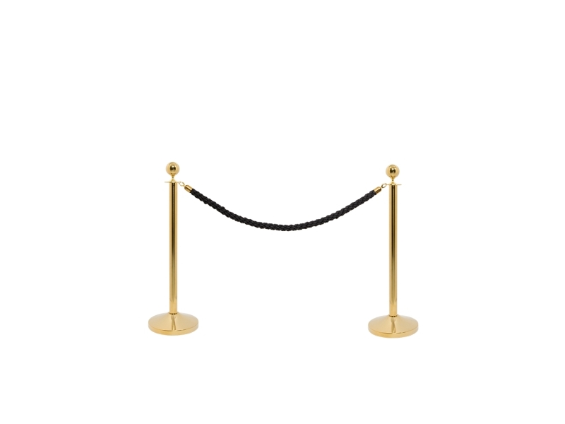Securit Classic Gold Afspærringssæt M/ 2 Stolper M/ Fod Og 1 Sort Reb