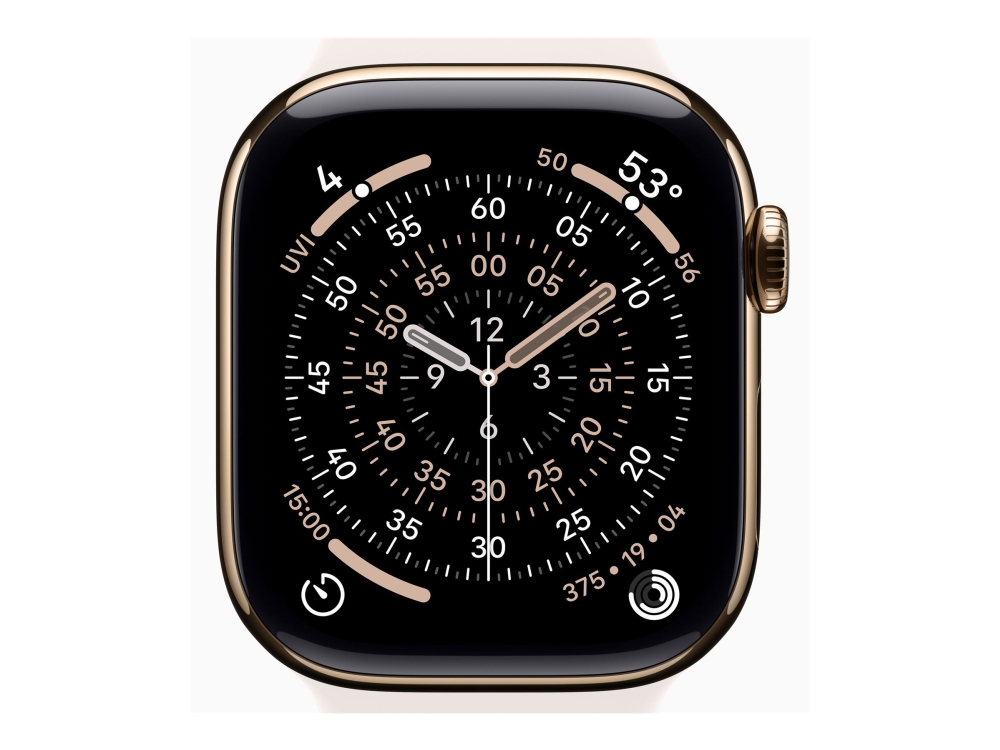 Apple Watch Series 11 Gps + Cellular 42Mm Gold Titanium Case With Light Blush Sport Band - S/M, Oled, Touchscreen, 64 Gb, Wi-Fi, Gps (Satellite), 34.