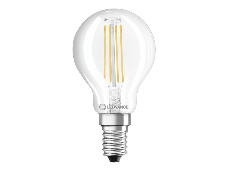 Ledvance Classic - Led-Filament-Lyspære - Form: P40 - Klar Finish - E14 - 4.8 W (Tilsvarende 40 W) - Klasse F - Varmt Hvidt Lys - 2700 K