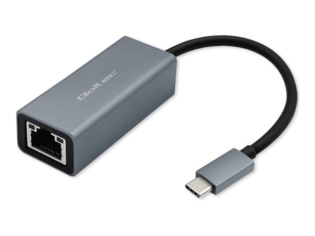 Qoltec Usb-C Auf Rj45 Ethernet Adapter | 1000Mbps | Aluminiumgehäuse