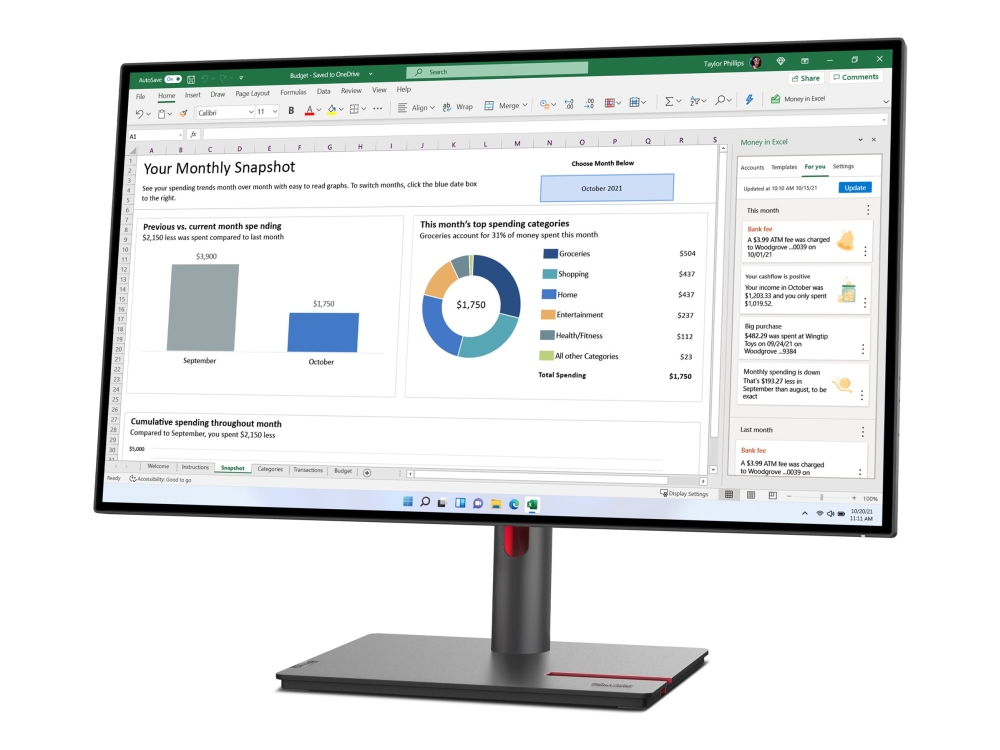 Lenovo Thinkvision P27h-30 - Led-Skærm - 27" - 2560 X 1440 Qhd @ 60 Hz - Ips - 350 Cd/M² - 1000:1 - 4 Ms - Hdmi, Displayport, Usb-C - Ravnsort