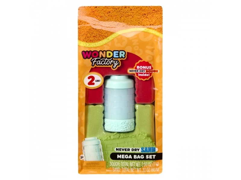 Wonder Factory kinetisk sand Never Dry Sand Bag, rød, limegrøn