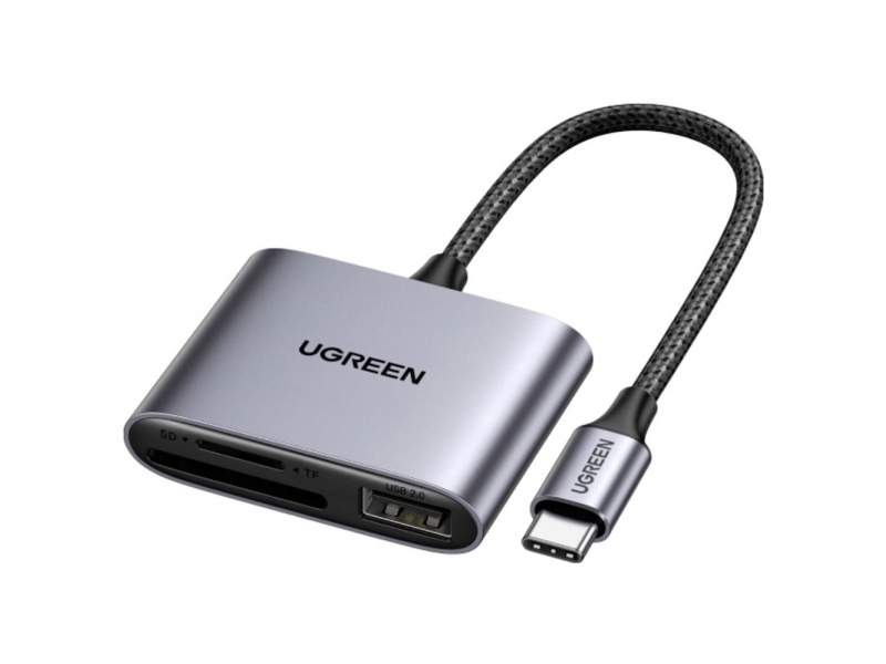 Kort + Usb-Læser, Ugreen Cm387, Usb-C (Sort)