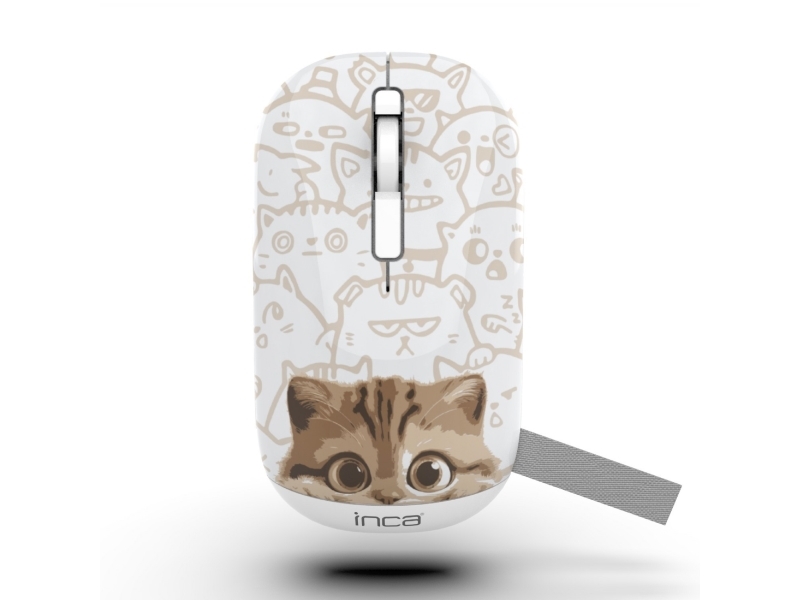 Inca Iwm-242K, Ambidextrous, Bluetooth, 1600 Dpi, Beige, White