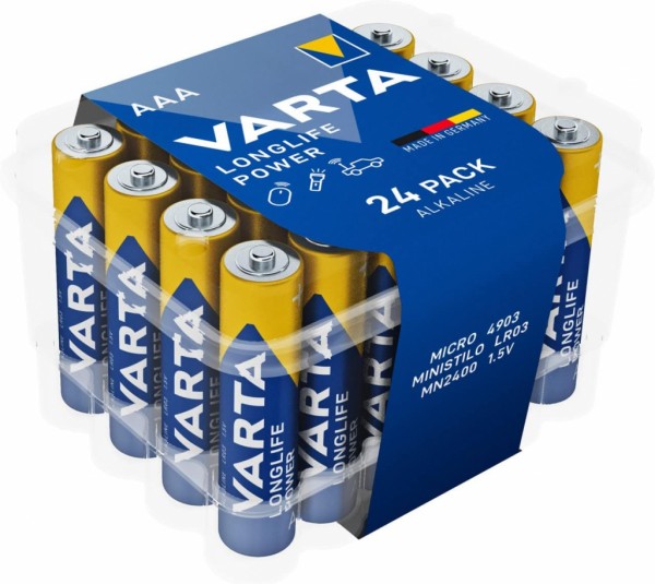 Varta R3 (Aaa) Longlife Power Alcal Batterier 24 Stk Premium Box