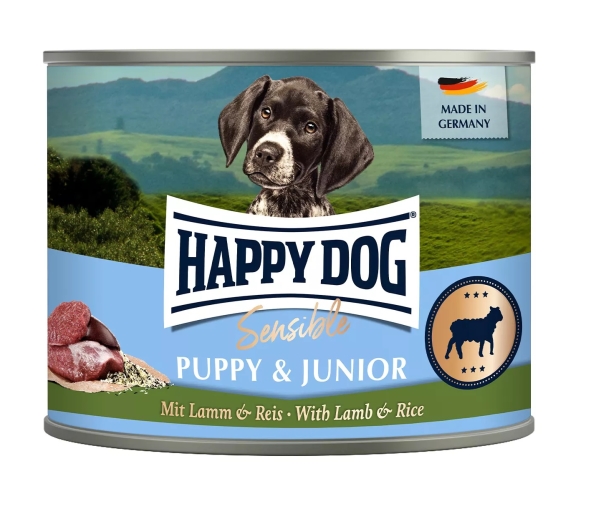Sensible Puppy&amp Junior, karma mokra, dla psa, jagniecina i ryz, 200 g, puszka