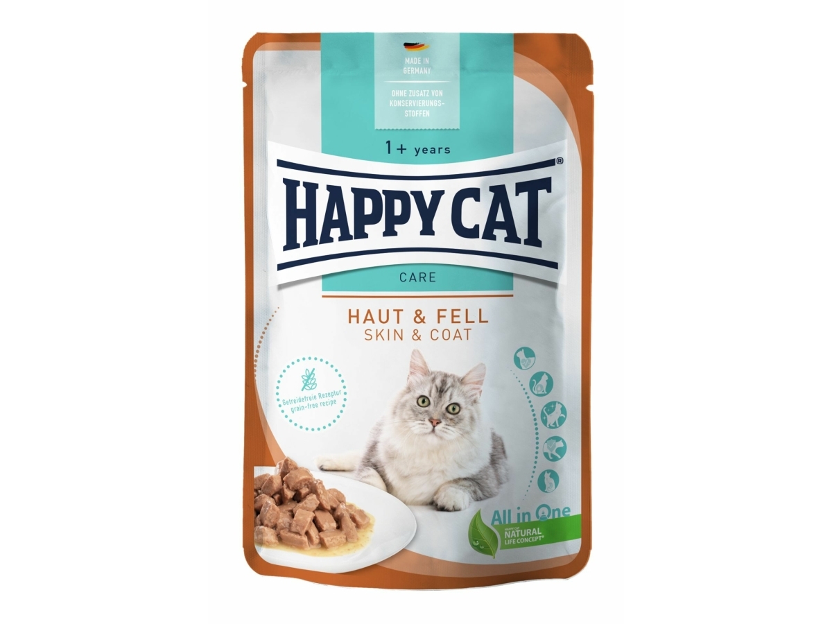 Happy Cat Sensitive Meat In Sauce Nassfutter Für Ausgewachsene Katzen, Für Gesunde Haut & Fell, Huhn & Lachs, 85 G Schale