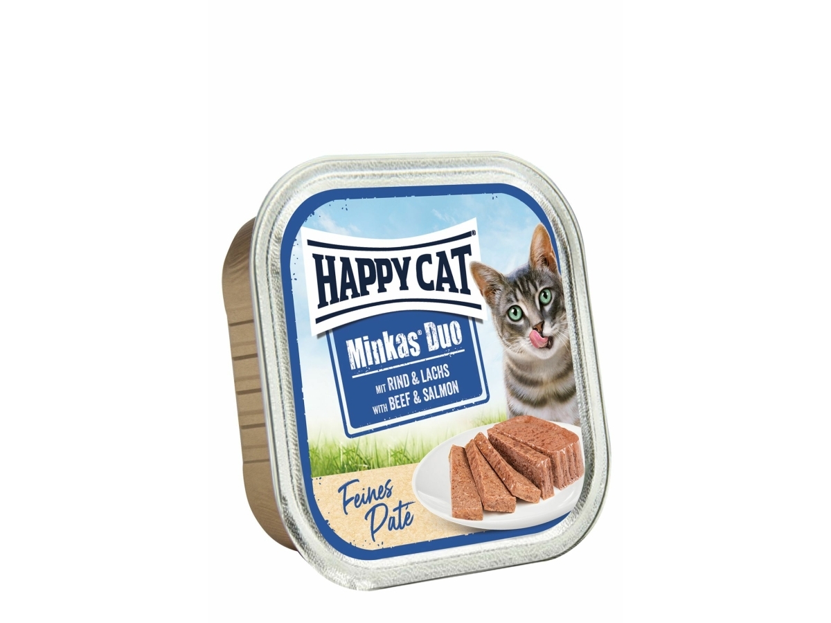 Happy Cat Minkas Duo Vådfoder, Pâté, Okse Og Laks, 100 G