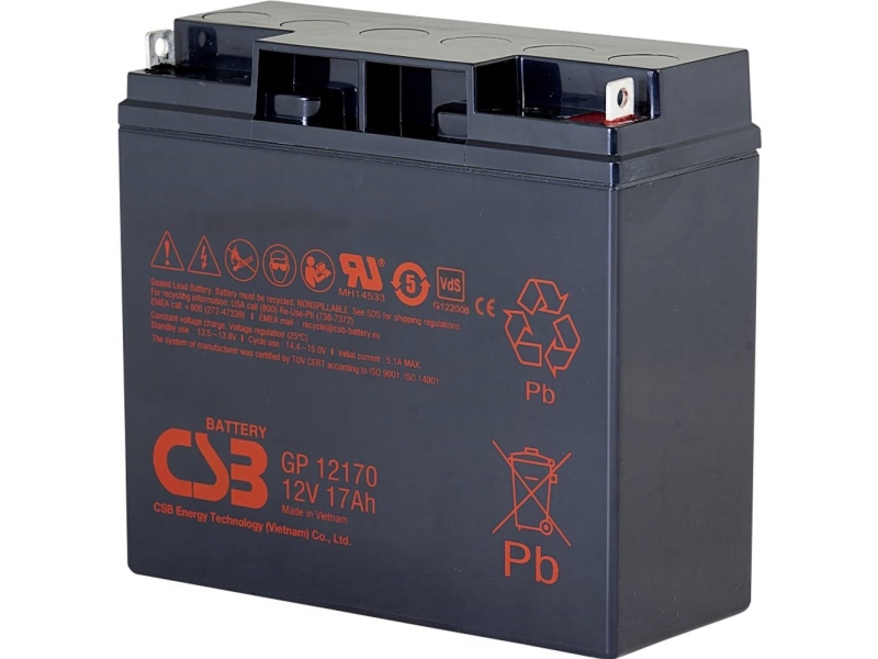 Csb Batterie Gp 12170 Standby Usv Bleibatterie 12 V 17 Ah Bleivlies (B X H X T) 181 X 167 X 76 Mm M5-Verschraubung Wartungsfrei, Geringe Selbstentlad