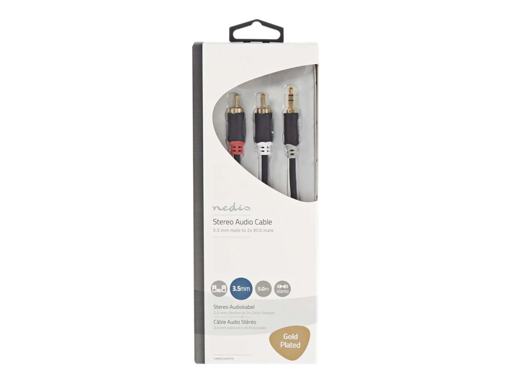 Nedis Cabw22200at50, 3.5Mm, Stecker, 2 X Rca, Stecker, 5 M, Anthrazit