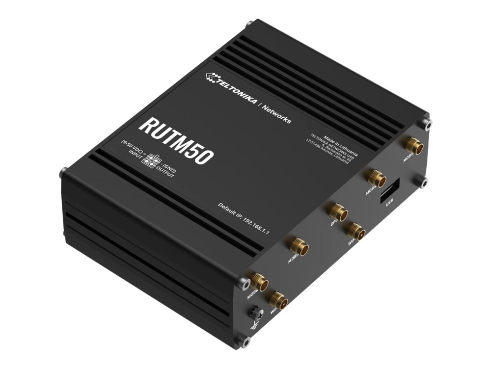 Teltonika Rutm50, Wi-Fi 5 (802.11Ac), Dual-Band (2,4 Ghz/5 Ghz), Ethernet/Lan, 5G, Schwarz, Industrieller Router