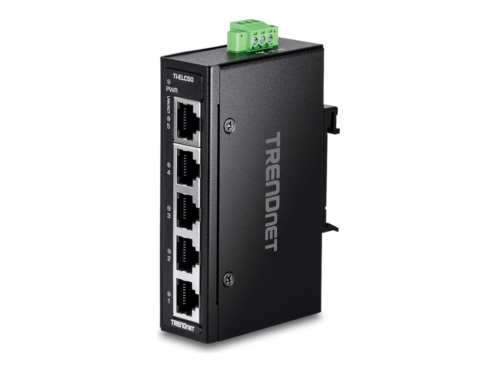 Trendnet Ti-Elc50 - Version V1 - Switch - Industriel, Mini - 5 X 10/100 - Din Monterbar På Skinne, Væg-Monterbar - Taa-Kompatibel