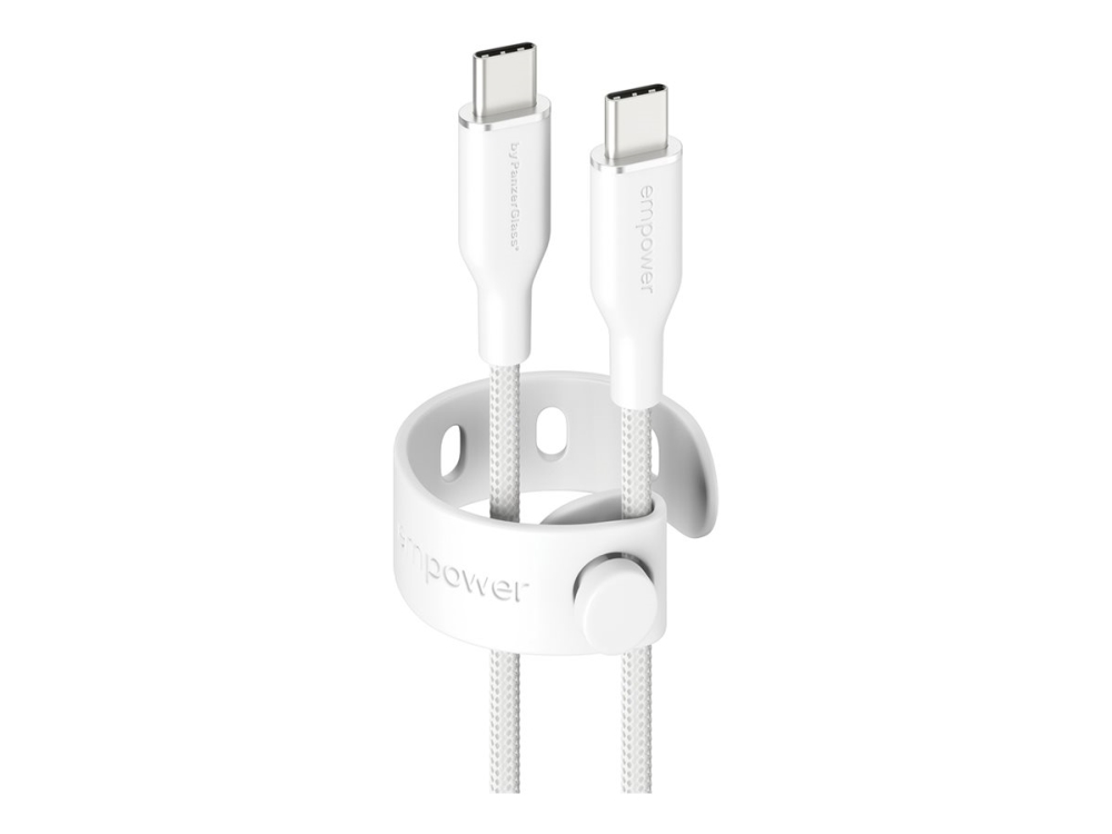 empower - USB-kabel - 24 pin USB-C (hane) till 24 pin USB-C (hane) - USB 2.0 - 20 V - 3 A - 1.2 m - Snabbladdning upp till 60 W - silvervit | Datortillbehör - Kablar & adaptrar - Datakablar | GameStuff