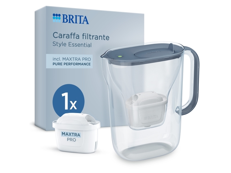 Brita Style Essential, Vesikannun suodatin, 2,4 L, Kiven värinen, Läpinäkyvä