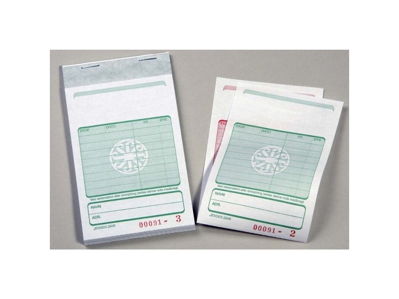 Kasseblok 2641 med grøn tryk carbon 130x85 mm 50 bl m/kopi - (5 stk.)