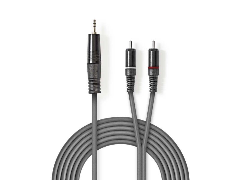 Nedis COTH22200GY15, 3.5mm, Hankjønn, 2 x RCA, Hankjønn, 1,5 m, Grå