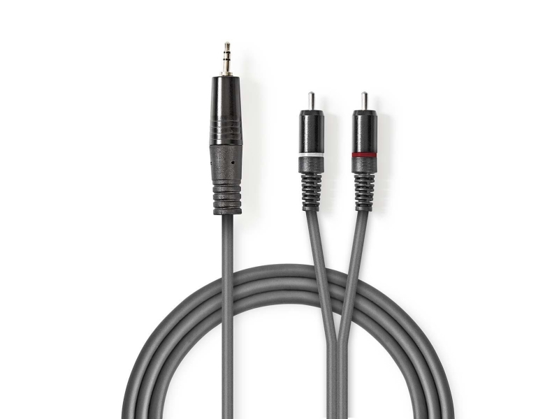 Nedis COTH22200GY30, 3.5mm, urosliitin, 2 x RCA, urosliitin, 3 m, harmaa