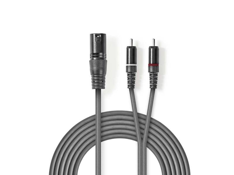 Nedis Coth15200gy30, Xlr (3-Pin), Stecker, 2 X Rca, Stecker, 3 M, Grau