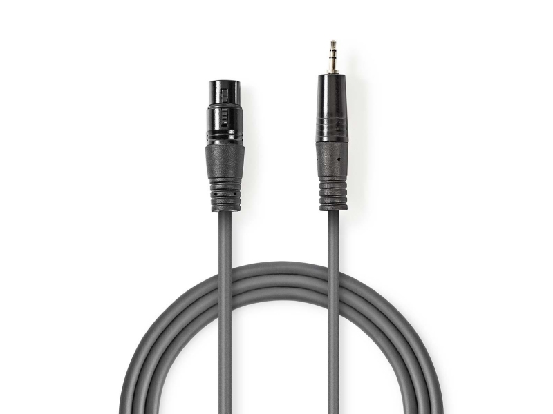 Nedis COTH15300GY15, XLR (3-pin), Hankjønn, Hankjønn, Kopper, 1,5 m, Grå