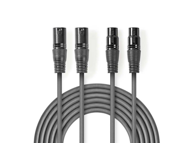 Nedis Coth15030gy50, 2 X Xlr (3-Polig), 2 X Xlr (3-Polig), Kupfer, Grau