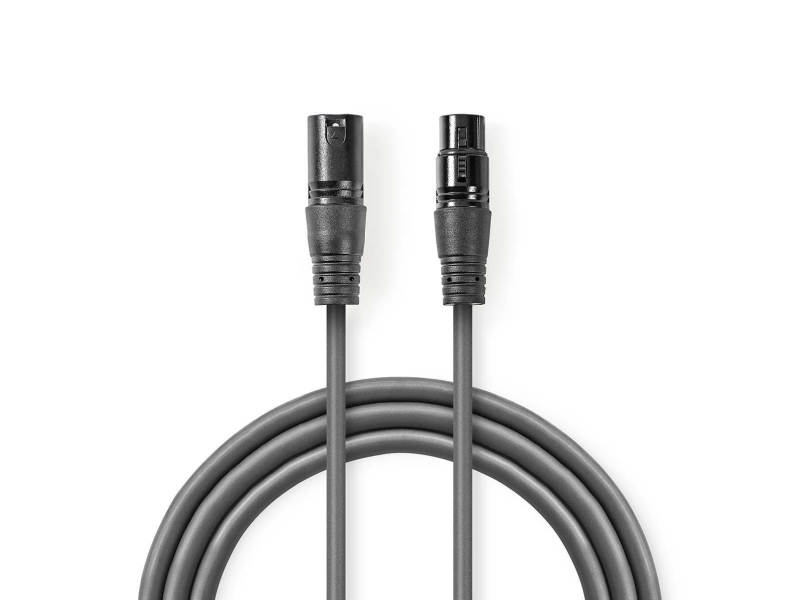 Nedis COTH15010GY10, XLR (3-pin), Hankoppling, XLR (3-pin), Honkoppling, 1 m, Grå | Datortillbehör - Kablar & adaptrar - Ljudkablar | GameStuff