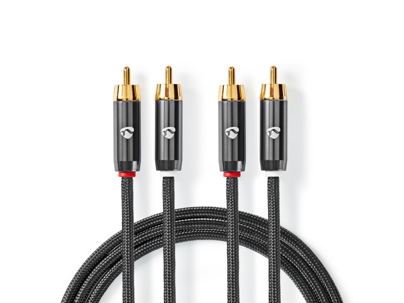 Nedis Catb24200gy10, 2 X Rca, Männlich, 2 X Rca, Männlich, 1 M, Grau
