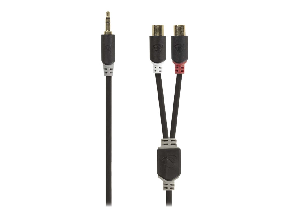 Nedis - Lydsplitter - mini-phone stereo 3.5 mm hann til RCA hunn - 20 cm - antrasitt - rund