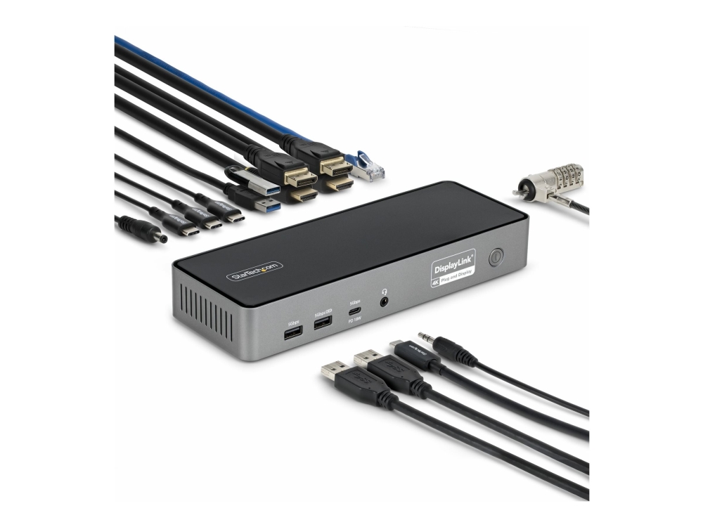 Startech.Com Triple-Monitor Usb-C Docking Station, 140W Laptop Charging Dock For Macbook Pro And Windows, 4K 60Hz Hdmi Or Displayport, Taa, Wired, Us