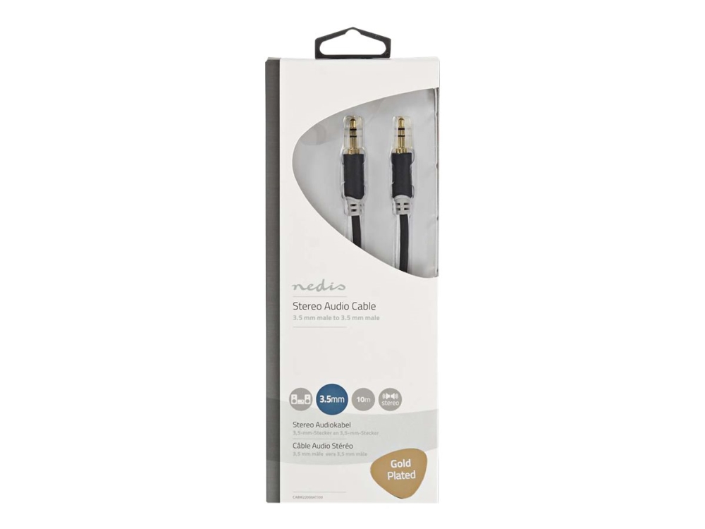 Nedis - Audiokabel - Mini-Phone Stereo 3.5 Mm Han Til Mini-Phone Stereo 3.5 Mm Han - 10 M - Antracit (Sort) - Rund
