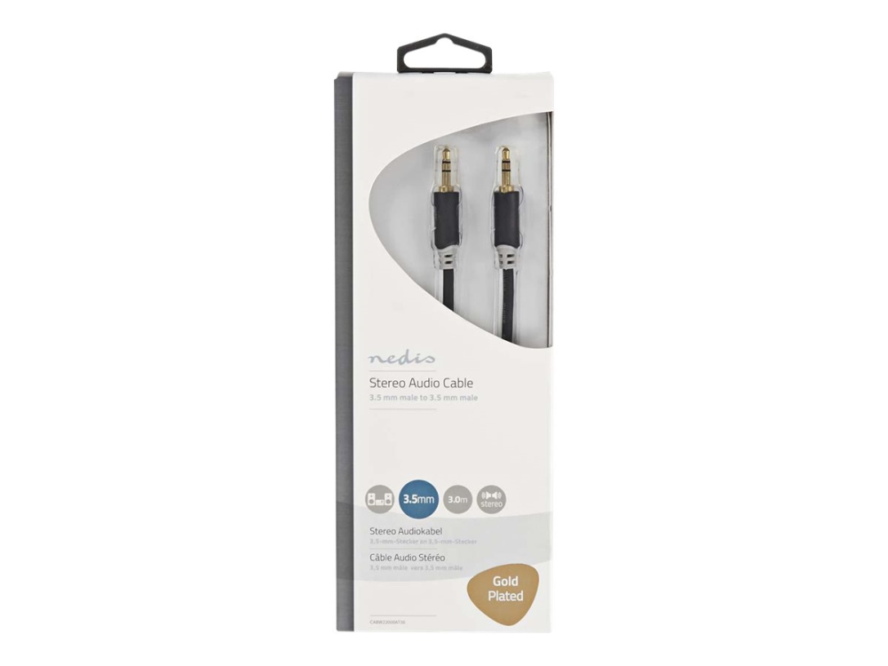 Nedis - Audiokabel - Mini-Phone Stereo 3.5 Mm Han Til Mini-Phone Stereo 3.5 Mm Han - 3 M - Afskærmet - Antracit (Sort) - Rund
