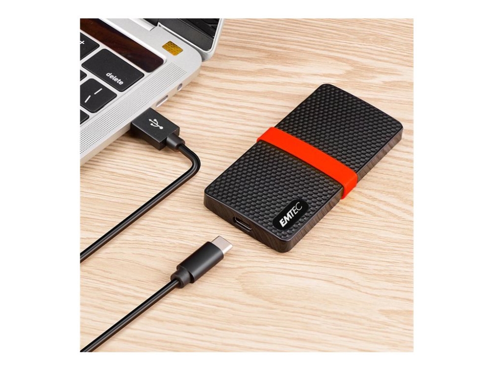 Emtec X200, 2 Tb, Usb Type-C, 3.2 Gen 1 (3.1 Gen 1), 450 Mb/S, 5 Gbit/Sek, Sort