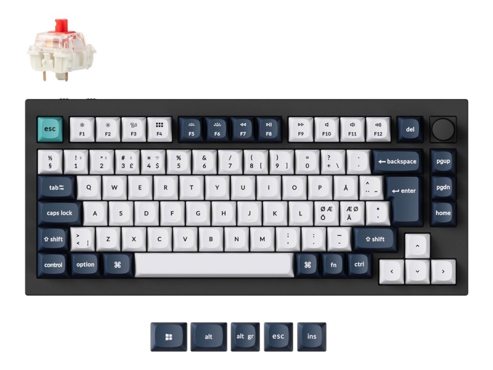 Keychron Q1 Max - Tangentbord - QMK/VIA, anpassat mekaniskt, helt monterat reglage - bakgrundsbelyst - trådlös - USB-C, 2.4 GHz, Bluetooth 5.1 - QWERTY - Nordisk - tangentbrytare: Gateron Jupiter Red (Hot-swappable) - kolsvart | Datorer & Surfplattor - Datorer - tillbehör - Tangentbord | GameStuff