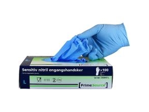 Handske Engangs Prime Source Sensitiv Str Xxl Uden Pudder Nitril Aql 1.5 Blå,90 Stk/Pk