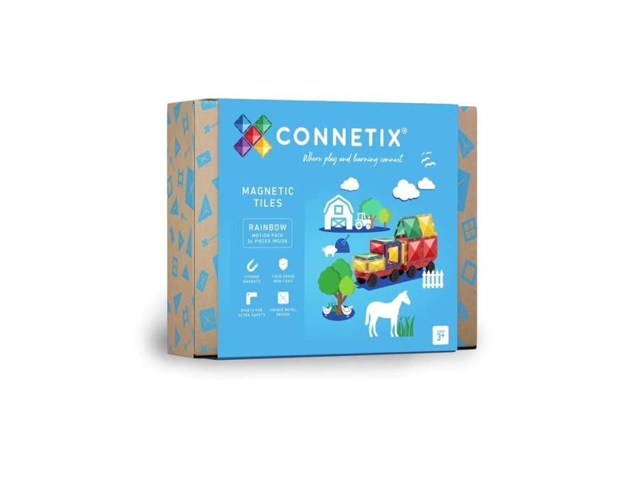 Connetix Rainbow Motion Pack 24 El Magnetische Blöcke Autos 3+
