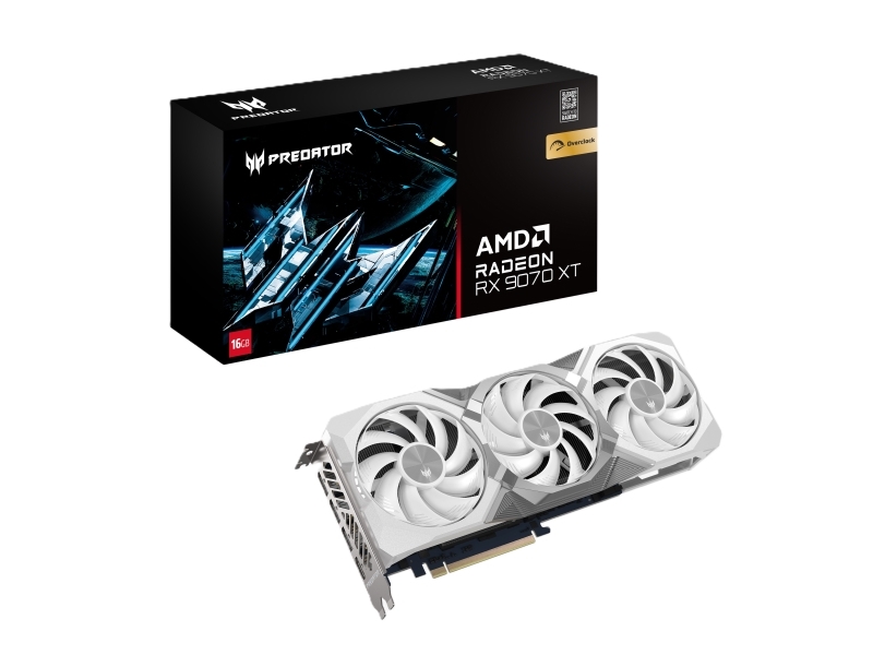 Acer Predator Bifrost Radeon Rx 9070 Xt Oc 16Gb White Edition, Radeon Rx 9070 Xt, 16 Gb, Gddr6, 256 Bit, 7680 X 4320 Pixel, Pci Express X16 5.0
