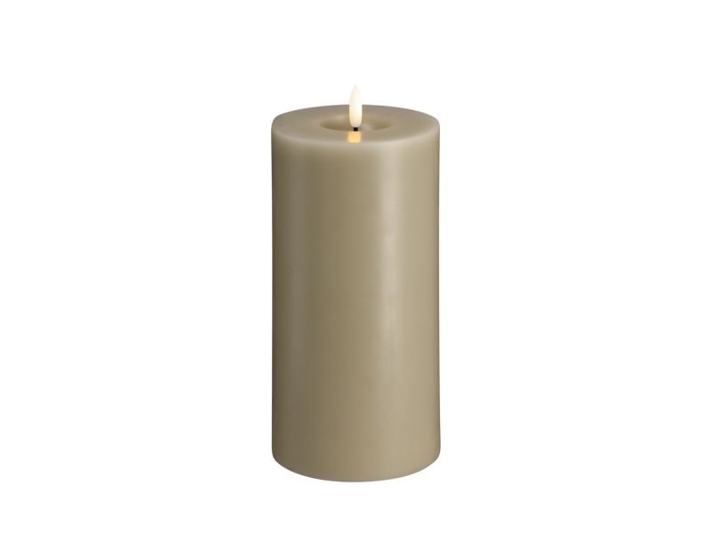 Moods & More LED bloklys i kit grey med smelteeffekt - Ø 9,9 cm x H 20 cm
