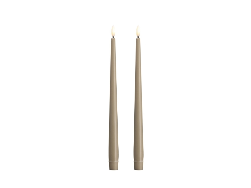 Moods & More LED taper candle - Slim - Kit grey - 23x300 mm - 2 pcs
