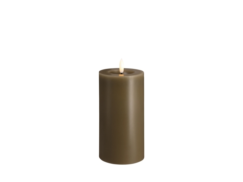 Moods & More LED bloklys i dark sand med smelteeffekt - Ø 7,4 cm x H 15 cm