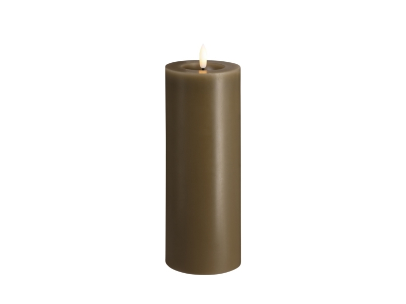 Moods & More LED bloklys i dark sand med smelteeffekt - Ø 7,4 cm x H 20 cm